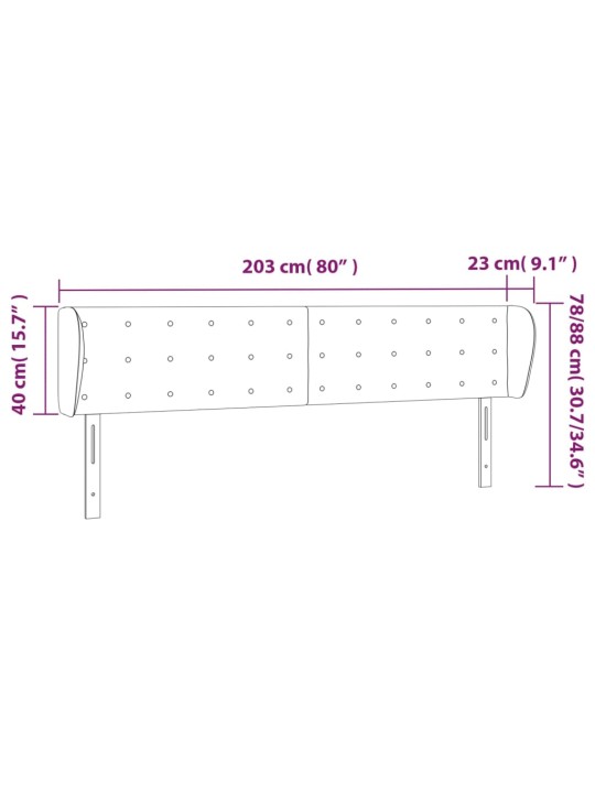 Galvgalis ar malām, 203x23x78/88 cm, melns audums