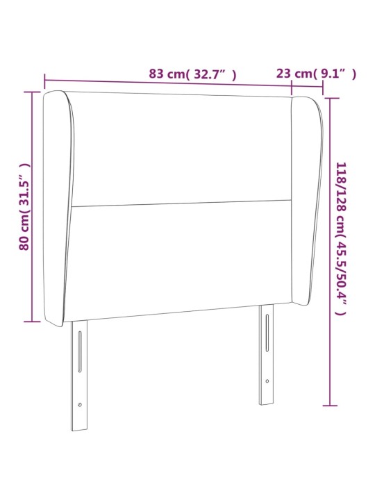 Galvgalis ar malām, 83x23x118/128 cm, tumši brūns audums