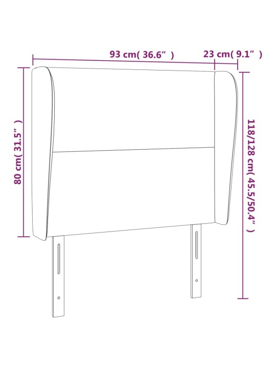 Galvgalis ar malām, 93x23x118/128 cm, pelēkbrūns audums