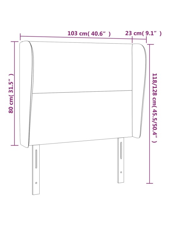 Galvgalis ar malām, 103x23x118/128 cm, melns audums