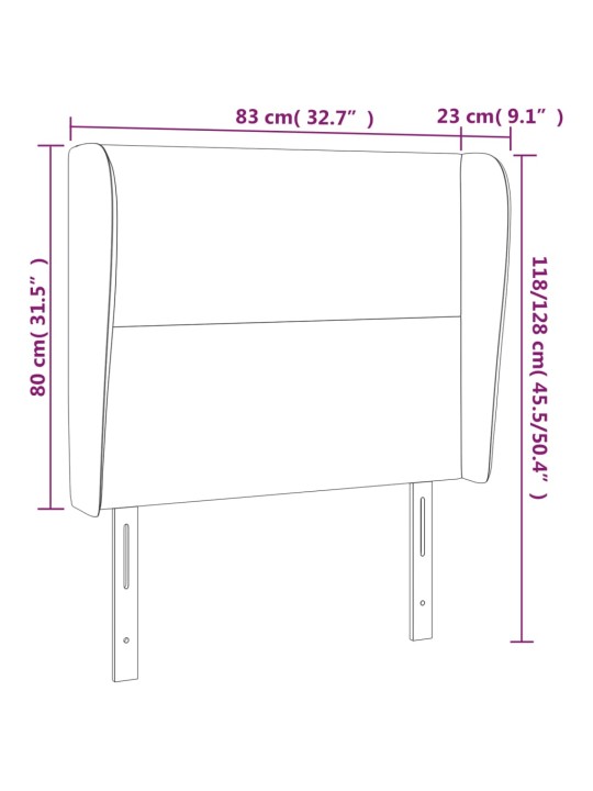 Galvgalis ar malām, 83x23x118/128 cm, tumši pelēks samts