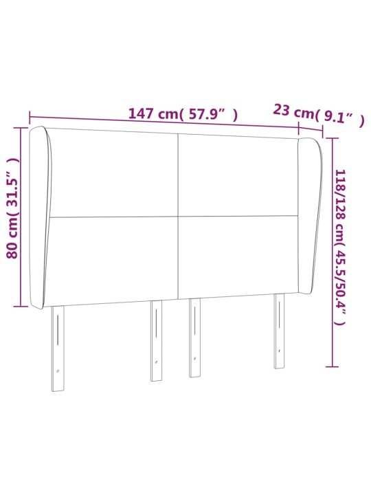Galvgalis ar malām, 147x23x118/128 cm, tumši zils samts