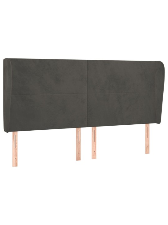 Galvgalis ar malām, 203x23x118/128 cm, tumši pelēks samts