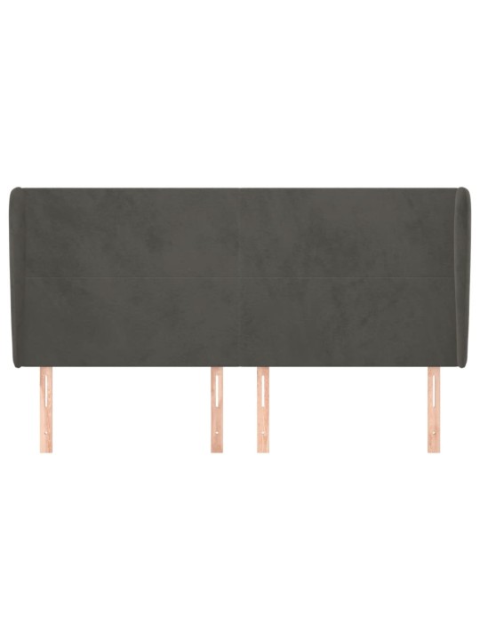 Galvgalis ar malām, 203x23x118/128 cm, tumši pelēks samts