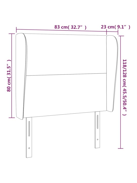 Galvgalis ar malām, 83x23x118/128 cm, balta mākslīgā āda