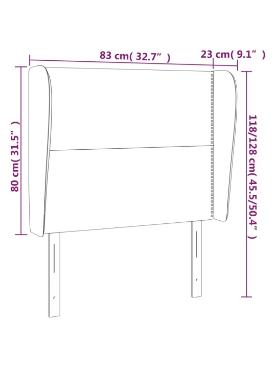 Galvgalis ar malām, 83x23x118/128 cm, gaiši pelēks audums