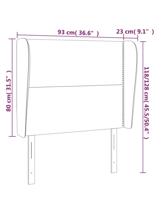 Galvgalis ar malām, 93x23x118/128 cm, tumši brūns audums
