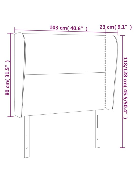 Galvgalis ar malām, 103x23x118/128 cm, melns samts