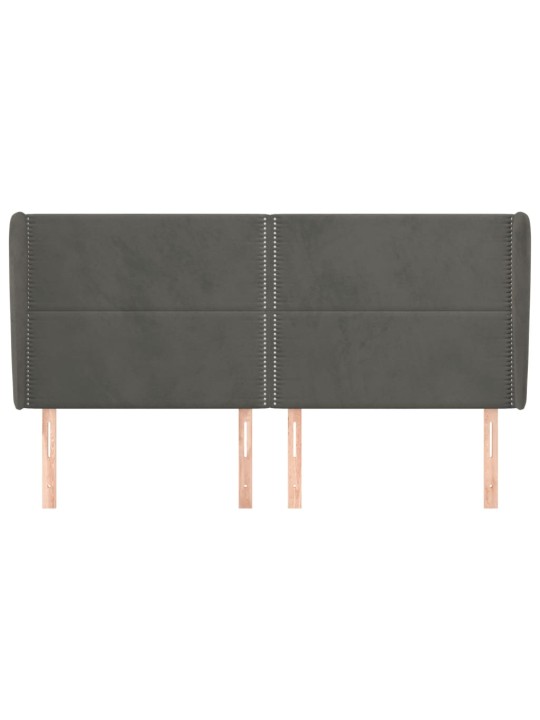 Galvgalis ar malām, 203x23x118/128 cm, tumši pelēks samts