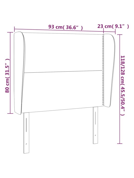 Galvgalis ar malām, 93x23x118/128 cm, balta mākslīgā āda