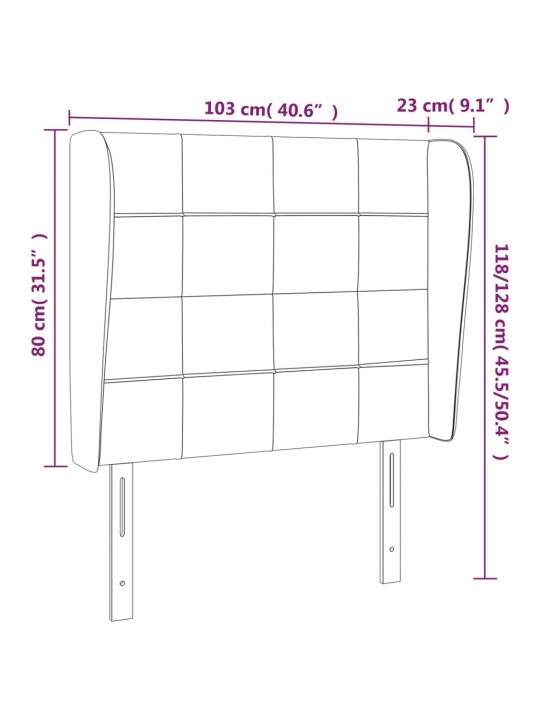 Galvgalis ar malām, 103x23x118/128 cm, tumši pelēks audums