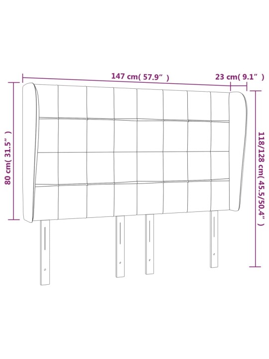 Galvgalis ar malām, 147x23x118/128 cm, tumši zils samts