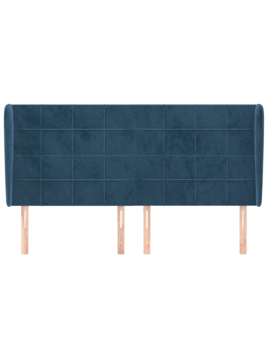 Galvgalis ar malām, 203x23x118/128 cm, tumši zils samts