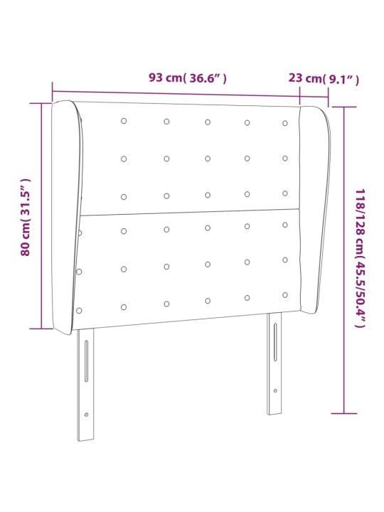 Galvgalis ar malām, 93x23x118/128 cm, balta mākslīgā āda