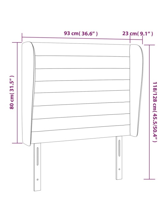 Galvgalis ar malām, 93x23x118/128 cm, melns audums