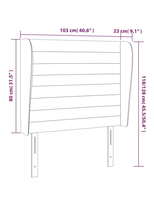 Galvgalis ar malām, 103x23x118/128 cm, zils audums