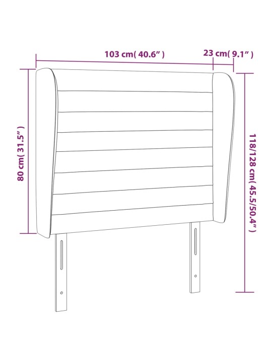 Galvgalis ar malām, 103x23x118/128 cm, melns samts
