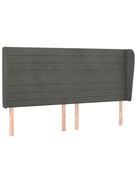 Galvgalis ar malām, 203x23x118/128 cm, tumši pelēks samts