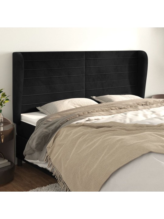 Galvgalis ar malām, 203x23x118/128 cm, melns samts