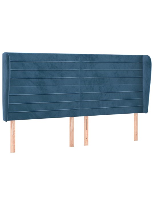Galvgalis ar malām, 203x23x118/128 cm, tumši zils samts