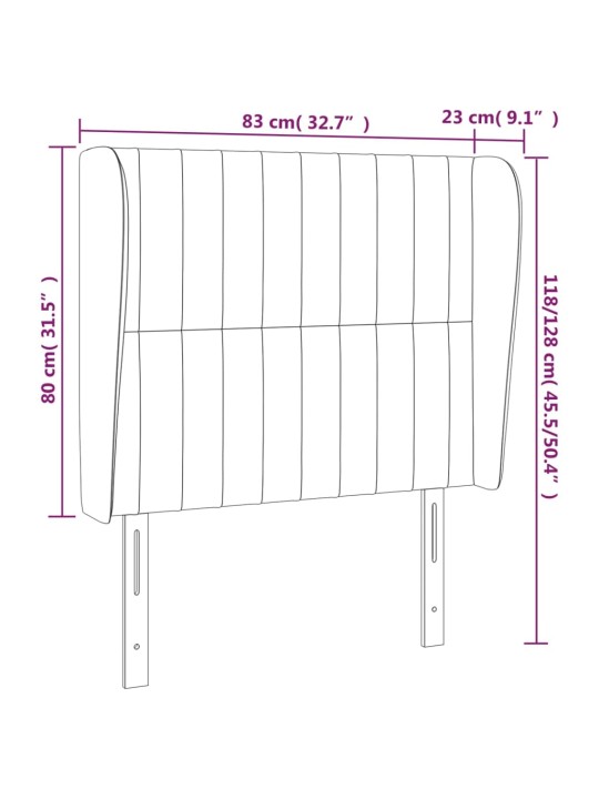 Galvgalis ar malām, 83x23x118/128 cm, tumši pelēks audums