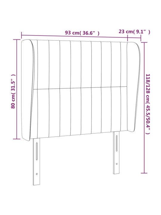 Galvgalis ar malām, 93x23x118/128 cm, tumši pelēks audums