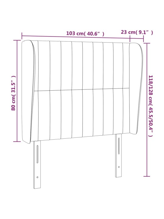 Galvgalis ar malām, 103x23x118/128 cm, melns audums