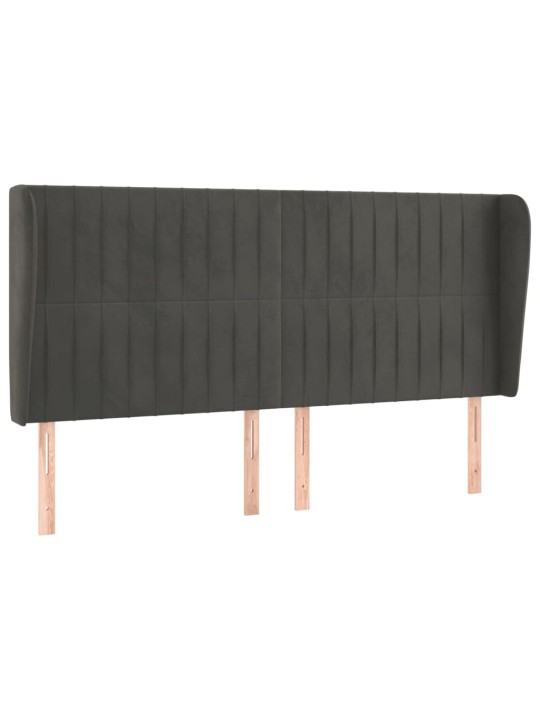 Galvgalis ar malām, 203x23x118/128 cm, tumši pelēks samts