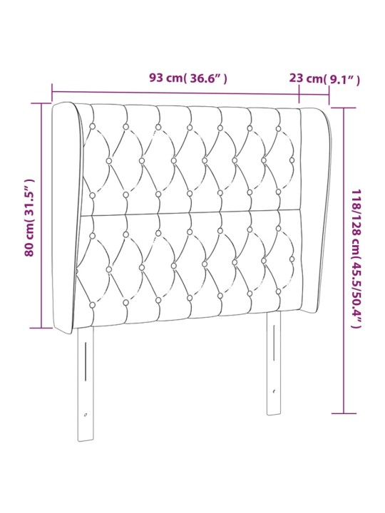 Galvgalis ar malām, 93x23x118/128 cm, zils audums