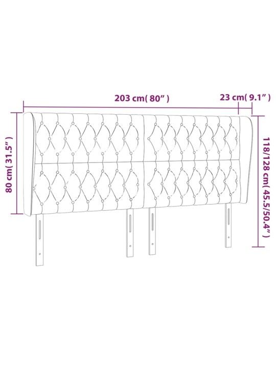 Galvgalis ar malām, 203x23x118/128 cm, melns audums