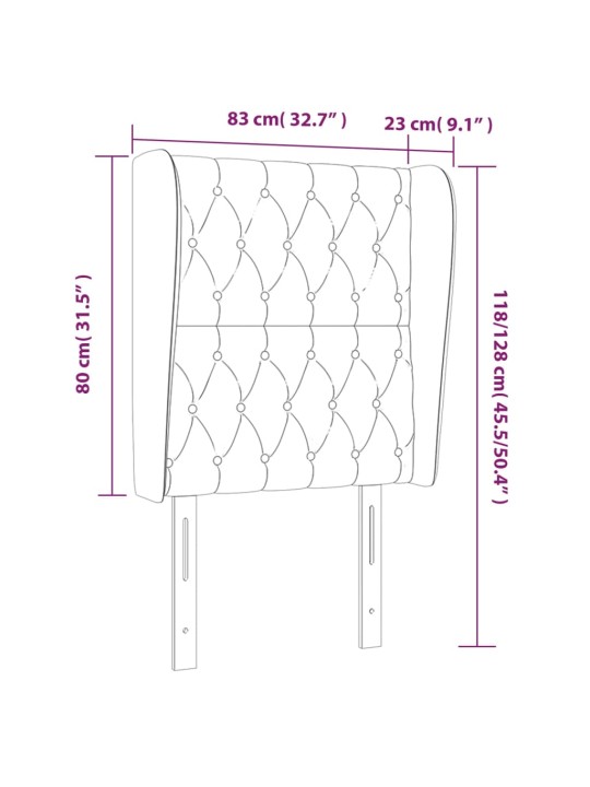 Galvgalis ar malām, 83x23x118/128 cm, tumši zils samts