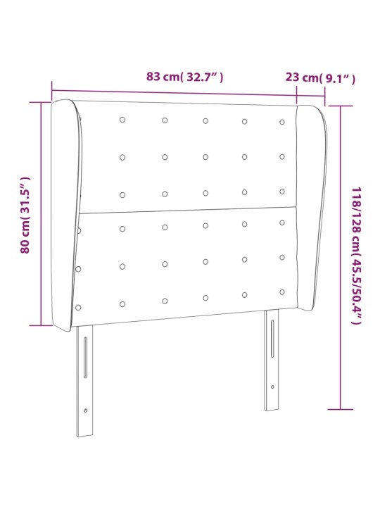 Galvgalis ar malām, 83x23x118/128 cm, gaiši pelēks audums