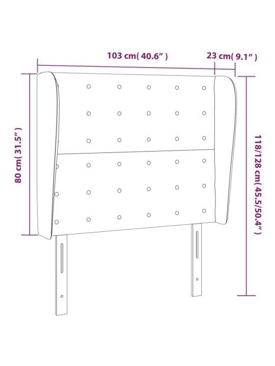 Galvgalis ar malām, 103x23x118/128 cm, pelēkbrūns audums