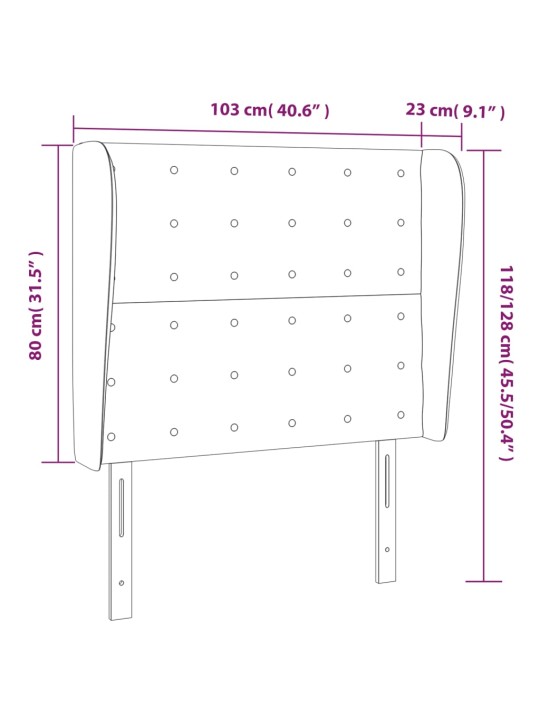 Galvgalis ar malām, 103x23x118/128 cm, zils audums