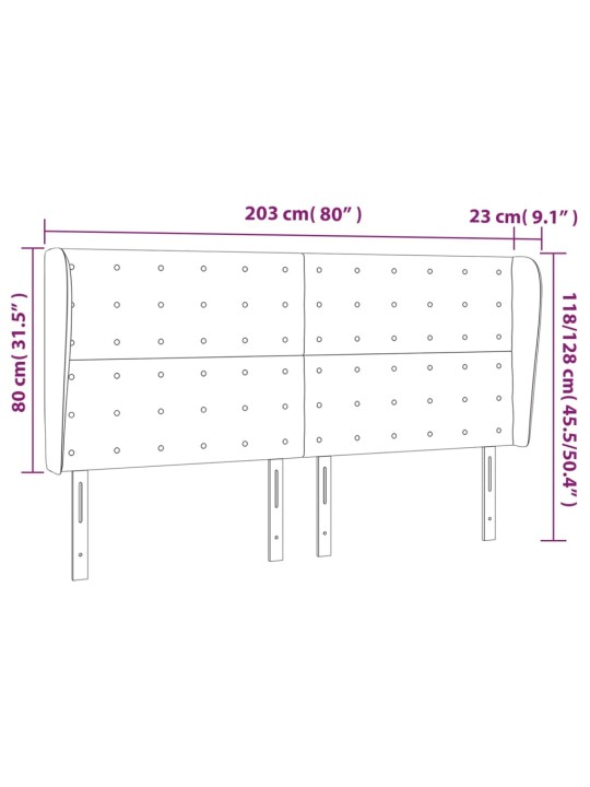Galvgalis ar malām, 203x23x118/128 cm, tumši pelēks audums