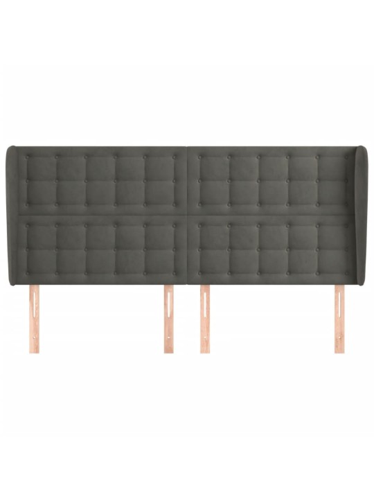 Galvgalis ar malām, 203x23x118/128 cm, tumši pelēks samts