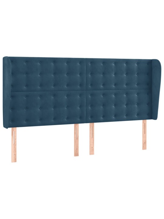 Galvgalis ar malām, 203x23x118/128 cm, tumši zils samts