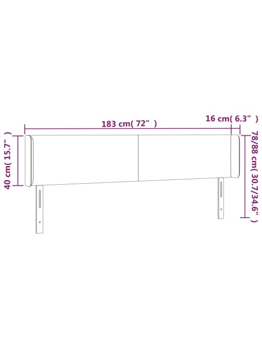 Galvgalis ar malām, 183x16x78/88 cm, melns audums