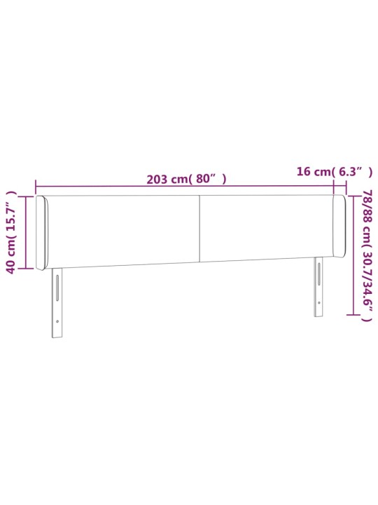 Galvgalis ar malām, 203x16x78/88 cm, melns audums