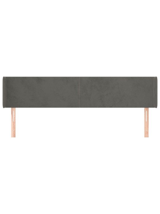 Galvgalis ar malām, tumši pelēks samts, 203x16x78/88 cm