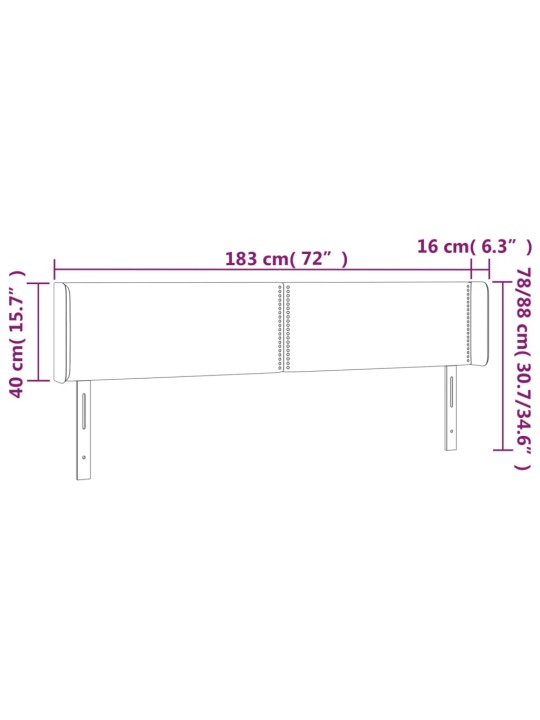 Galvgalis ar malām, 183x16x78/88 cm, zils audums
