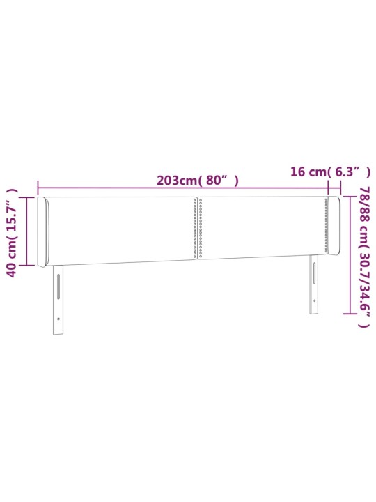 Galvgalis ar malām, 203x16x78/88 cm, melns audums