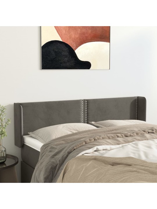 Galvgalis ar malām, tumši pelēks samts, 147x16x78/88 cm
