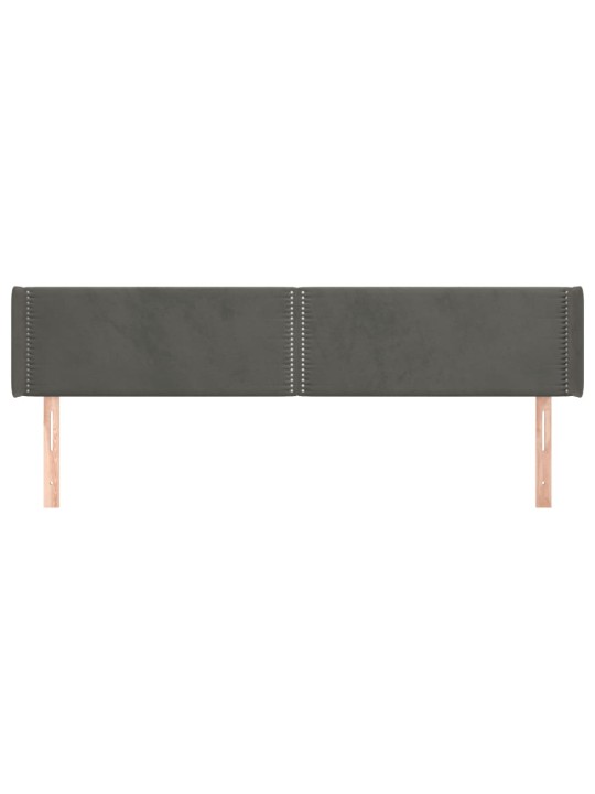 Galvgalis ar malām, tumši pelēks samts, 203x16x78/88 cm