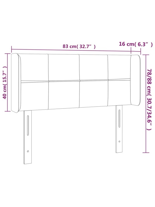 Galvgalis ar malām, 83x16x78/88 cm, zils audums