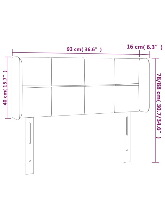 Galvgalis ar malām, 93x16x78/88 cm, zils audums