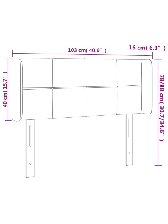 Galvgalis ar malām, 103x16x78/88 cm, melns audums