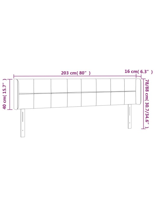 Galvgalis ar malām, 203x16x78/88 cm, melns audums