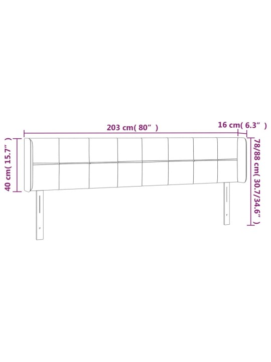 Galvgalis ar malām, 203x16x78/88 cm, zils audums