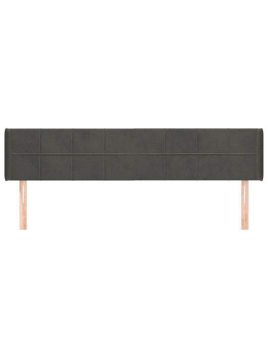 Galvgalis ar malām, tumši pelēks samts, 203x16x78/88 cm